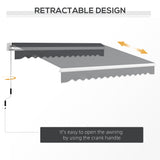Outsunny 13' x 8' Retractable Awning, Patio Awnings, Sunshade Shelter w/ Manual Crank Handle, UV & Water-Resistant Fabric