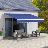 Outsunny 13' x 8' Retractable Awning, Patio Awnings, Sunshade Shelter w/ Manual Crank Handle, UV & Water-Resistant Fabric