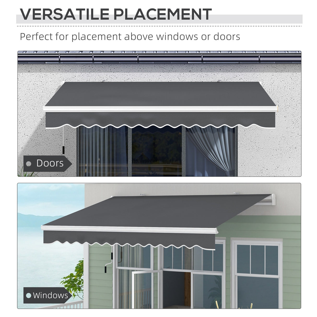 Outsunny 13' x 8' Retractable Awning, Patio Awnings, Sunshade Shelter w/ Manual Crank Handle, UV & Water-Resistant Fabric