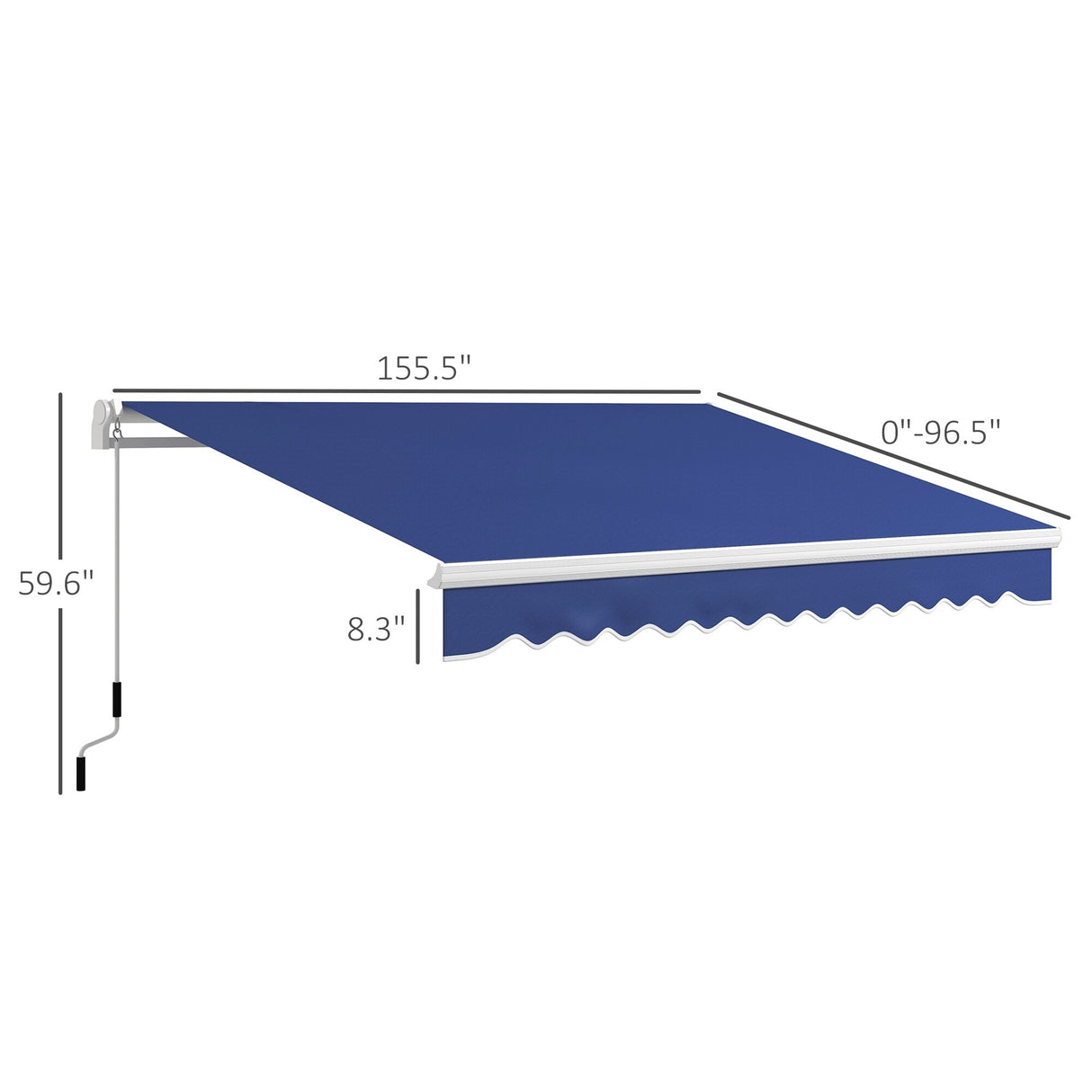 Outsunny 13' x 8' Retractable Awning, Patio Awnings, Sunshade Shelter w/ Manual Crank Handle, UV & Water-Resistant Fabric