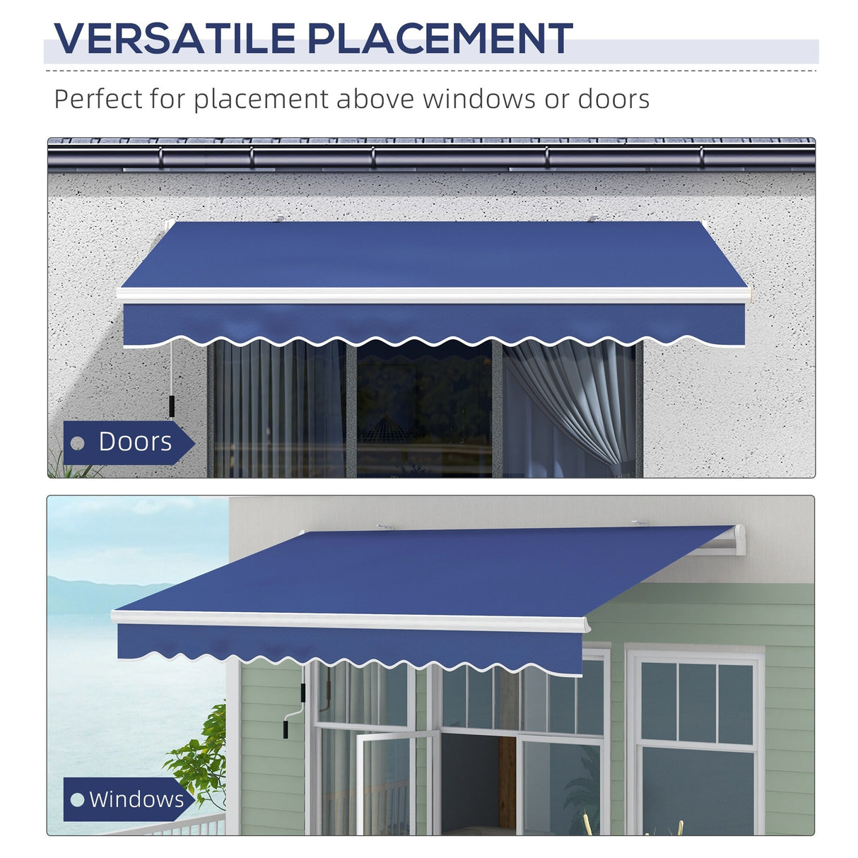Outsunny 13' x 8' Retractable Awning, Patio Awnings, Sunshade Shelter w/ Manual Crank Handle, UV & Water-Resistant Fabric