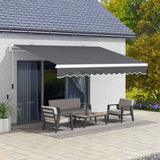 Outsunny 13' x 8' Retractable Awning, Patio Awnings, Sunshade Shelter w/ Manual Crank Handle, UV & Water-Resistant Fabric