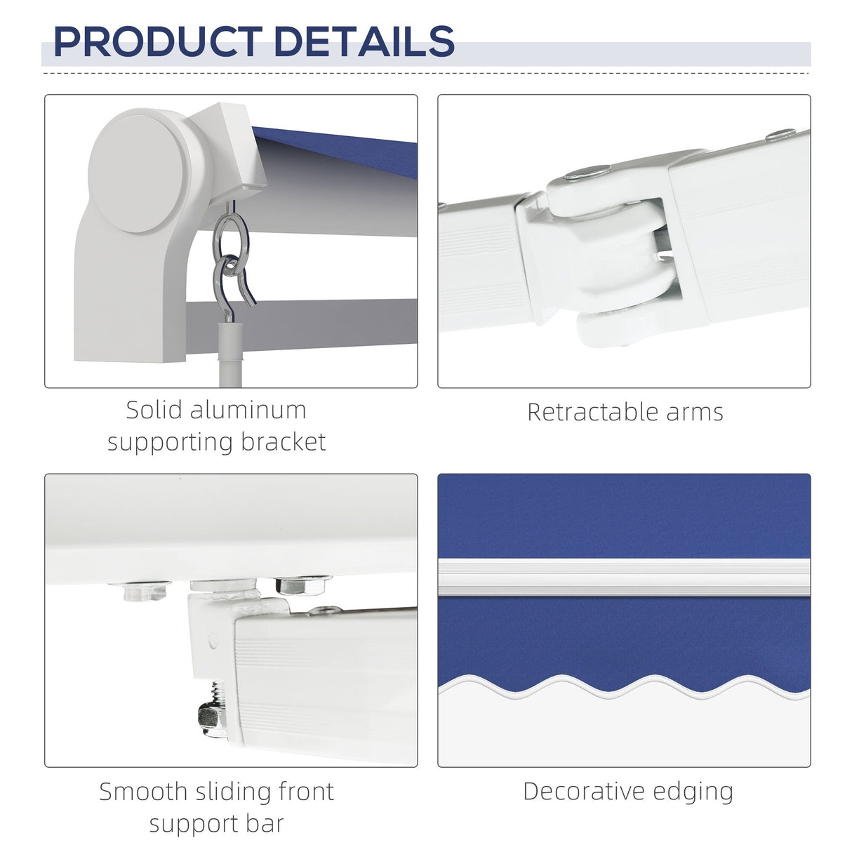 Outsunny 13' x 8' Retractable Awning, Patio Awnings, Sunshade Shelter w/ Manual Crank Handle, UV & Water-Resistant Fabric