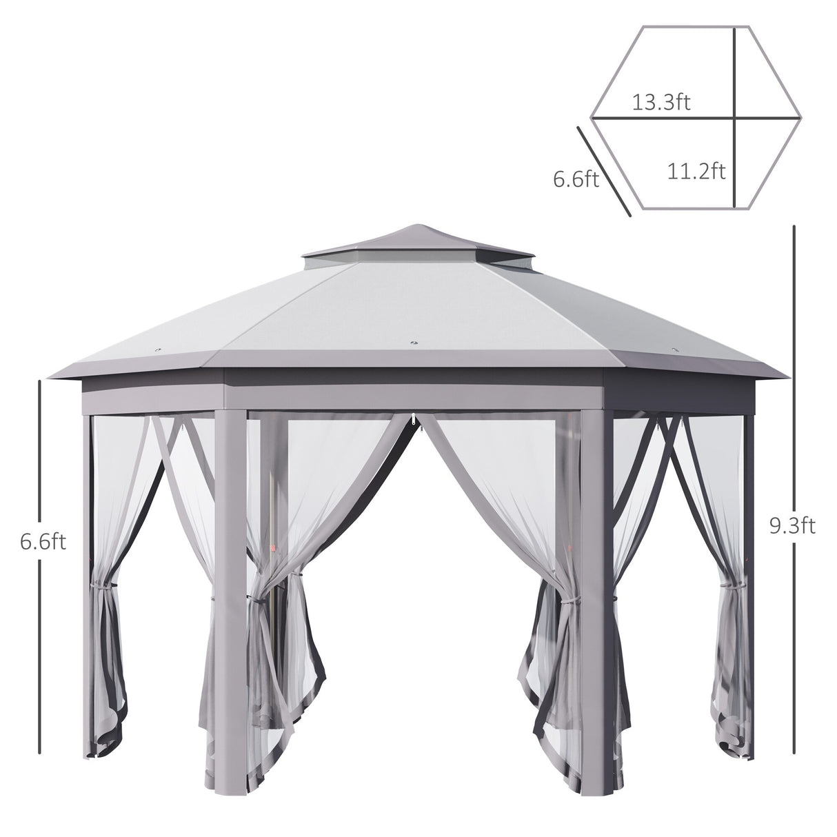 Outsunny 13'x11' Pop Up Gazebo, Double Roof Canopy Tent with Zippered Mesh Sidewalls, Height Adjustable and Carrying Bag