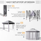 Outsunny 13'x11' Pop Up Gazebo, Double Roof Canopy Tent with Zippered Mesh Sidewalls, Height Adjustable and Carrying Bag