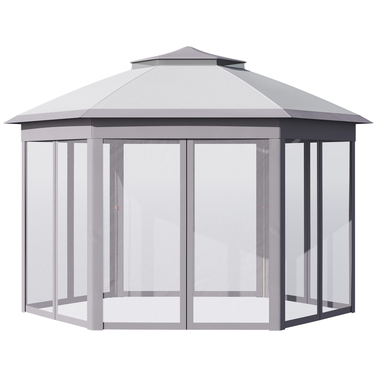 Outsunny 13'x11' Pop Up Gazebo, Double Roof Canopy Tent with Zippered Mesh Sidewalls, Height Adjustable and Carrying Bag