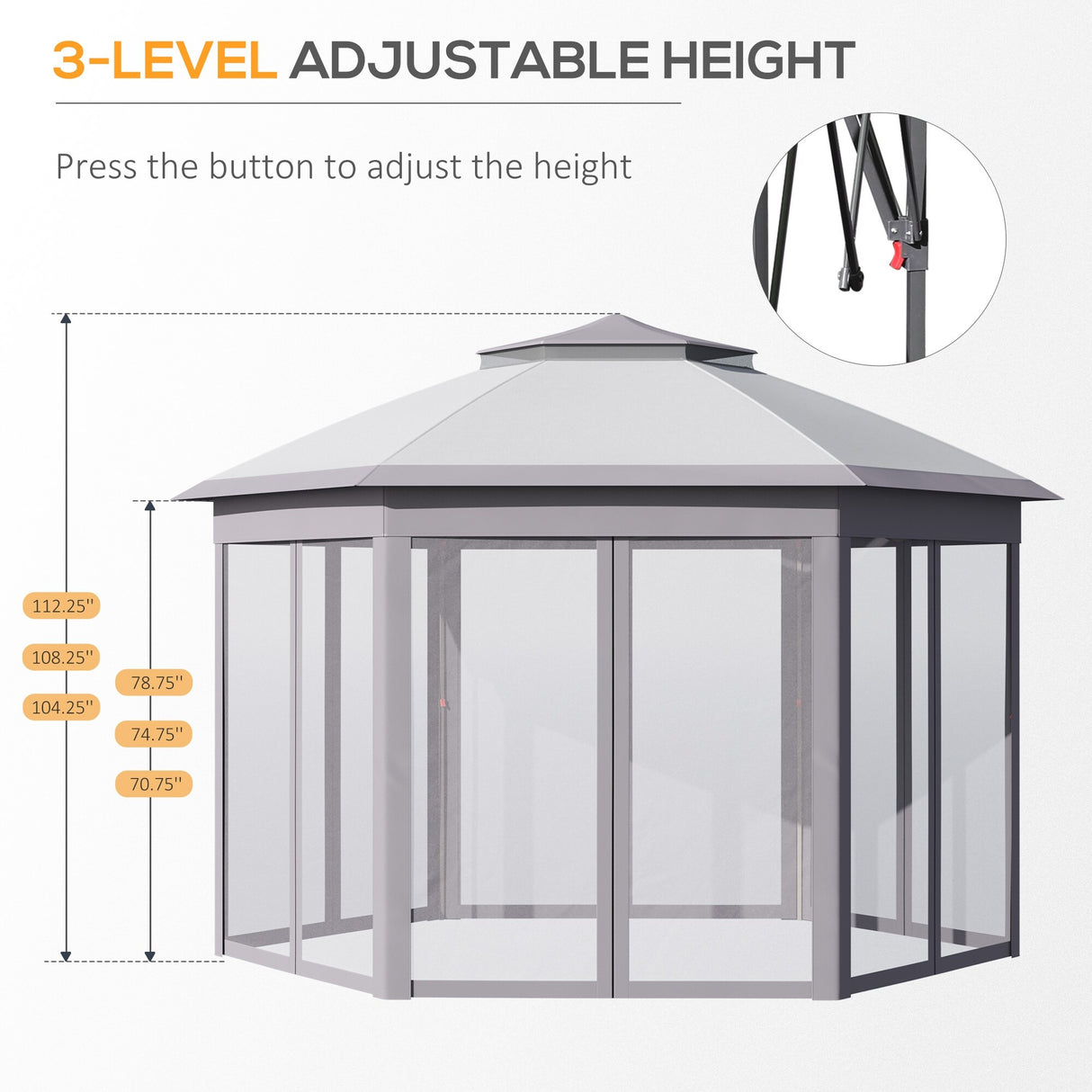Outsunny 13'x11' Pop Up Gazebo, Double Roof Canopy Tent with Zippered Mesh Sidewalls, Height Adjustable and Carrying Bag