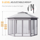 Outsunny 13'x11' Pop Up Gazebo, Double Roof Canopy Tent with Zippered Mesh Sidewalls, Height Adjustable and Carrying Bag