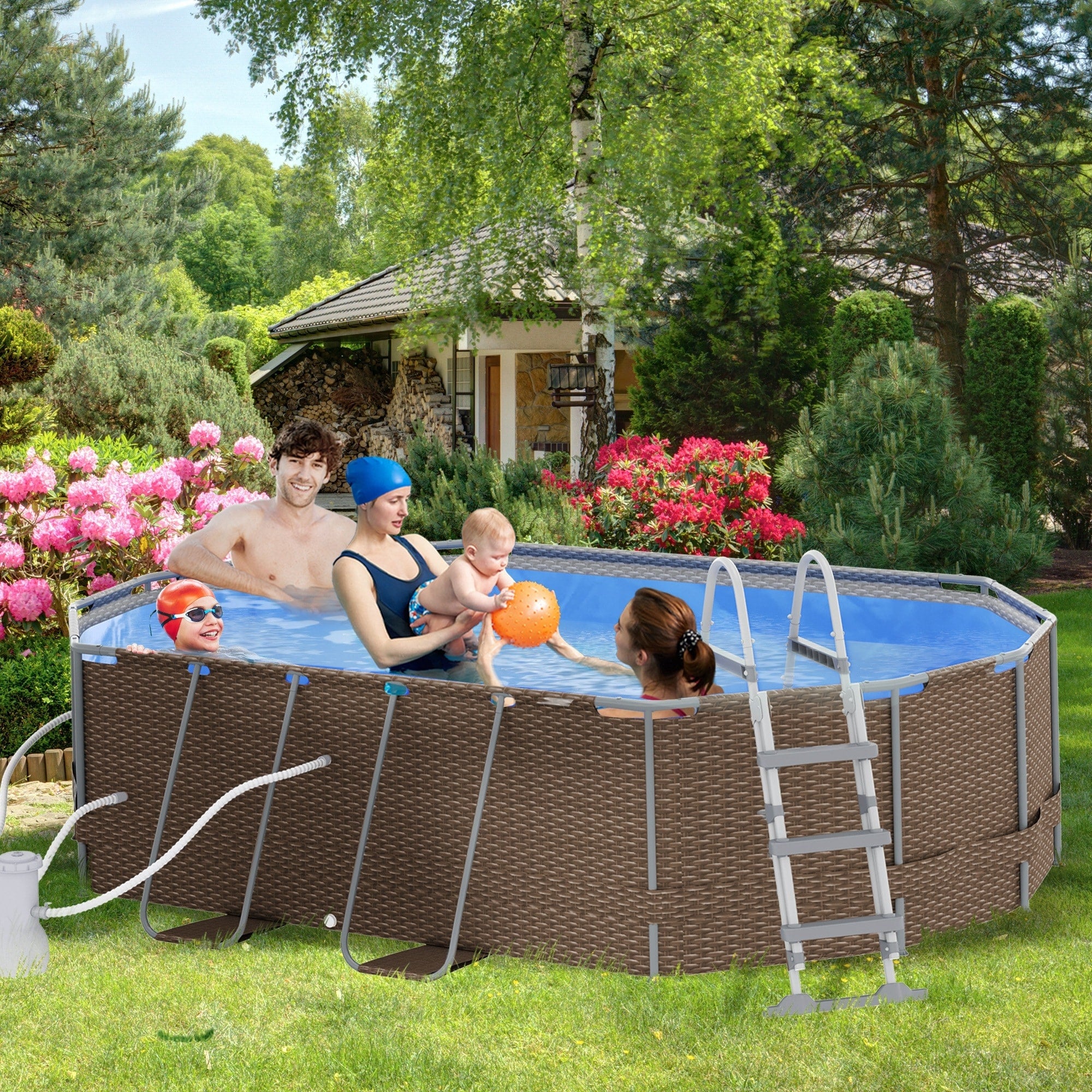 Rectangle inflatable pool with filter 2025