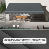 Outsunny 16.5' x 10' Electric Awning with LED Lights, Retractable Awning, UV40+ Sun Shade Shelter with Remote Controller