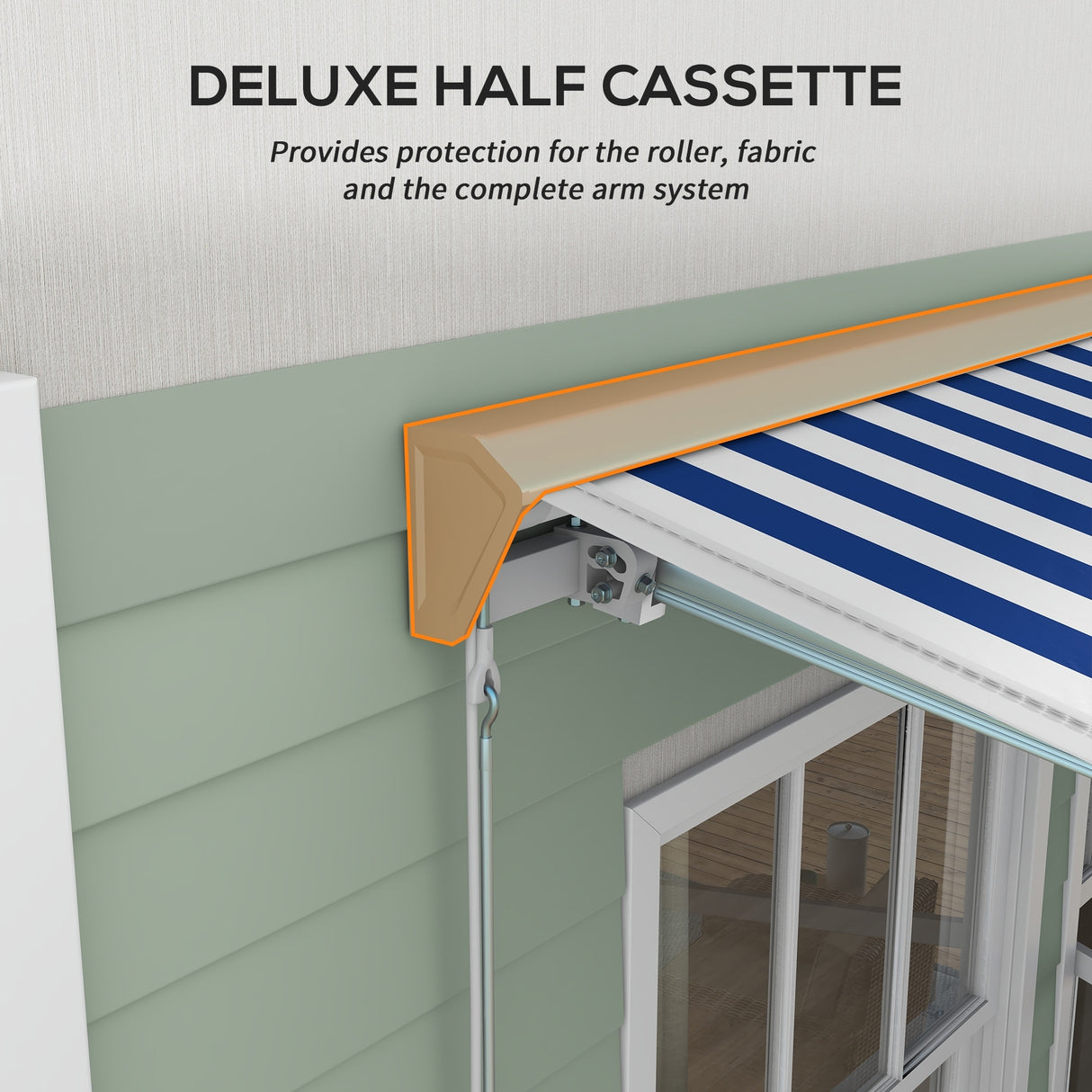 Outsunny 16.5' x 10' Electric Awning with LED Lights, Retractable Awning, UV40+ Sun Shade Shelter with Remote Controller