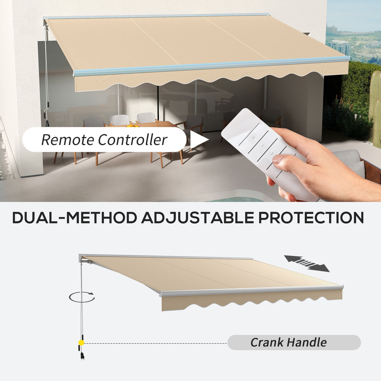 Outsunny 16.5' x 10' Electric Awning with LED Lights, Retractable Awning, UV40+ Sun Shade Shelter with Remote Controller