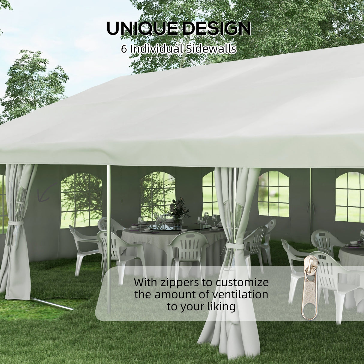Outsunny 19.5' x 39' Party Tent, Heavy Duty Outdoor Canopy Tent Shelter with Removable Sidewalls, 2 Doors and 20 Windows