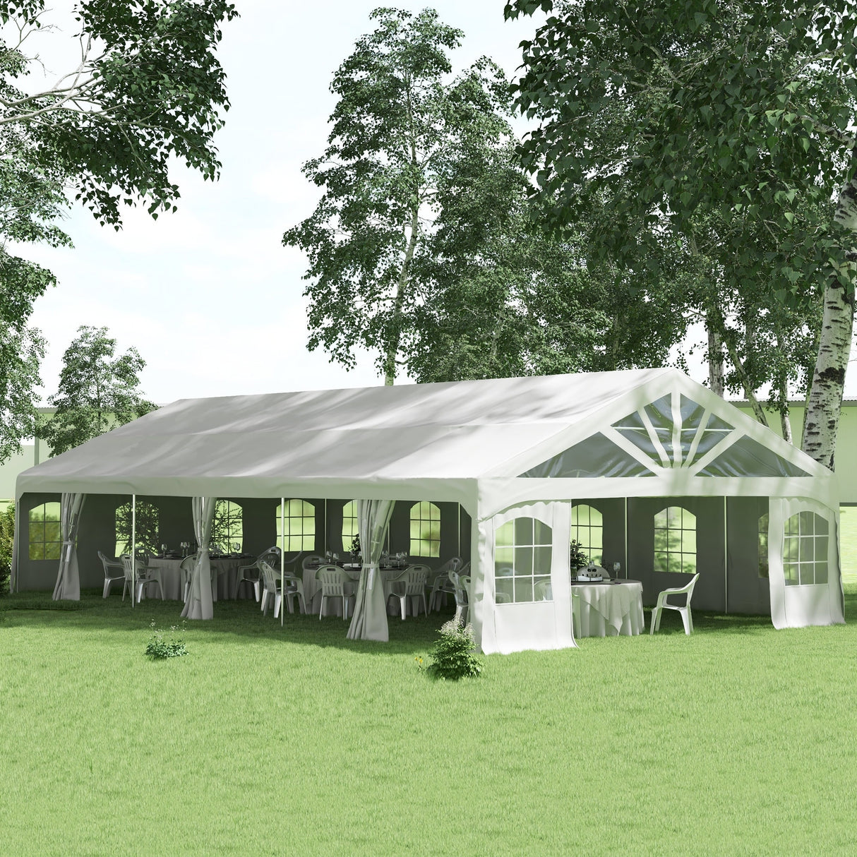 Outsunny 19.5' x 39' Party Tent, Heavy Duty Outdoor Canopy Tent Shelter with Removable Sidewalls, 2 Doors and 20 Windows