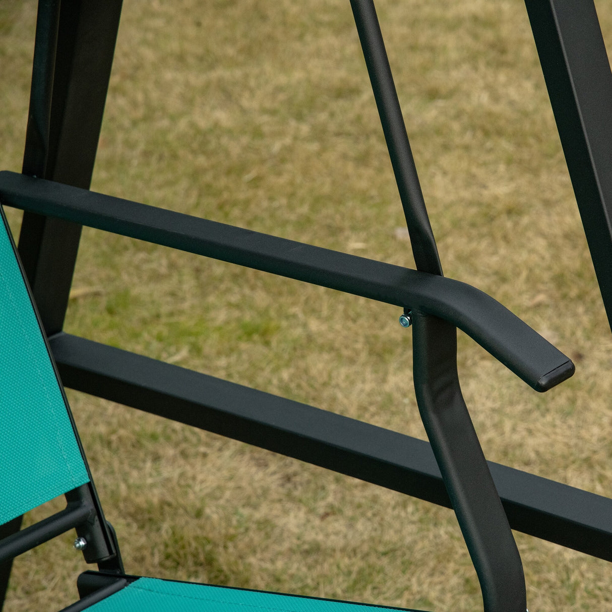 Outsunny 2-Person Patio Swings with Canopy, Outdoor Canopy Swing with Adjustable Shade, Breathable Mesh Seats and Steel Frame