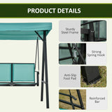 Outsunny 2-Person Patio Swings with Canopy, Outdoor Canopy Swing with Adjustable Shade, Breathable Mesh Seats and Steel Frame