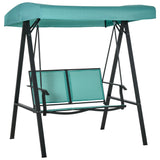 Outsunny 2-Person Patio Swings with Canopy, Outdoor Canopy Swing with Adjustable Shade, Breathable Mesh Seats and Steel Frame