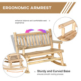 Outsunny 2-Person Wooden Rocking Chair Rocker Bench with Relaxing Swinging Motion