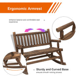 Outsunny 2-Person Wooden Rocking Chair Rocker Bench with Relaxing Swinging Motion
