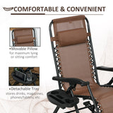 Outsunny 2 Pieces Outdoor Rocking Chairs, Foldable Reclining Zero Gravity Lounge Rocker