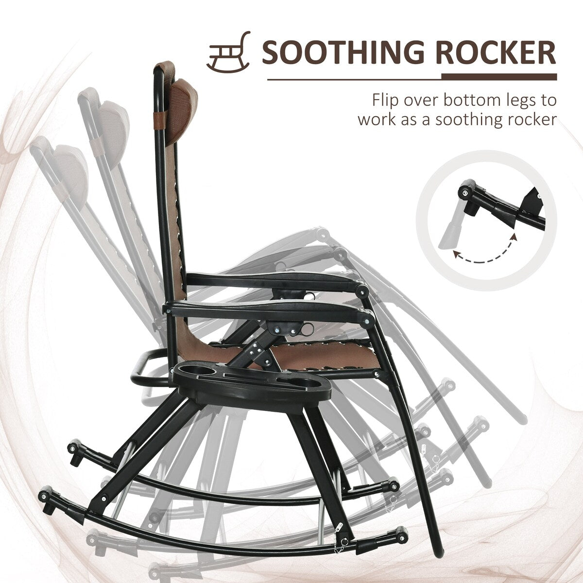 Outsunny 2 Pieces Outdoor Rocking Chairs, Foldable Reclining Zero Gravity Lounge Rocker