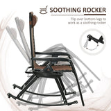 Outsunny 2 Pieces Outdoor Rocking Chairs, Foldable Reclining Zero Gravity Lounge Rocker