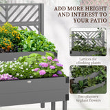 Outsunny 2 Tier Raised Garden Bed with Trellis, Wooden Elevated Planter Box with Legs and Metal Corners