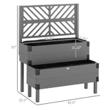 Outsunny 2 Tier Raised Garden Bed with Trellis, Wooden Elevated Planter Box with Legs and Metal Corners
