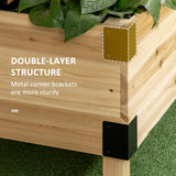 Outsunny 2 Tier Raised Garden Bed with Trellis, Wooden Elevated Planter Box with Legs and Metal Corners