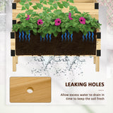 Outsunny 2 Tier Raised Garden Bed with Trellis, Wooden Elevated Planter Box with Legs and Metal Corners
