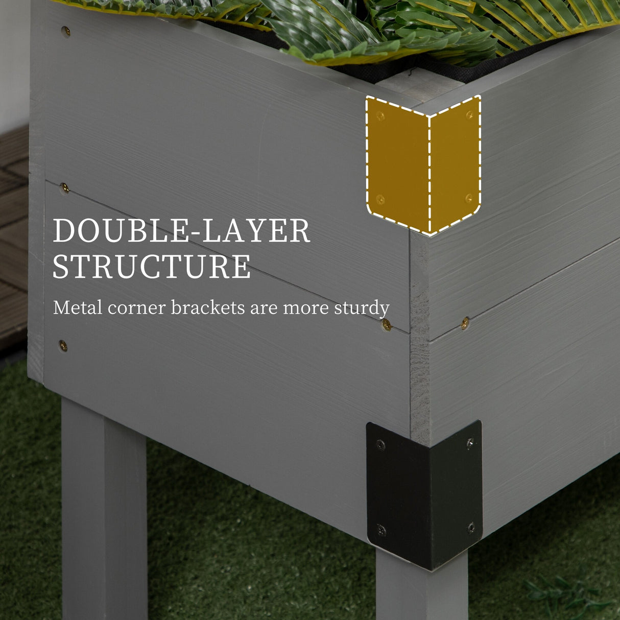 Outsunny 2 Tier Raised Garden Bed with Trellis, Wooden Elevated Planter Box with Legs and Metal Corners