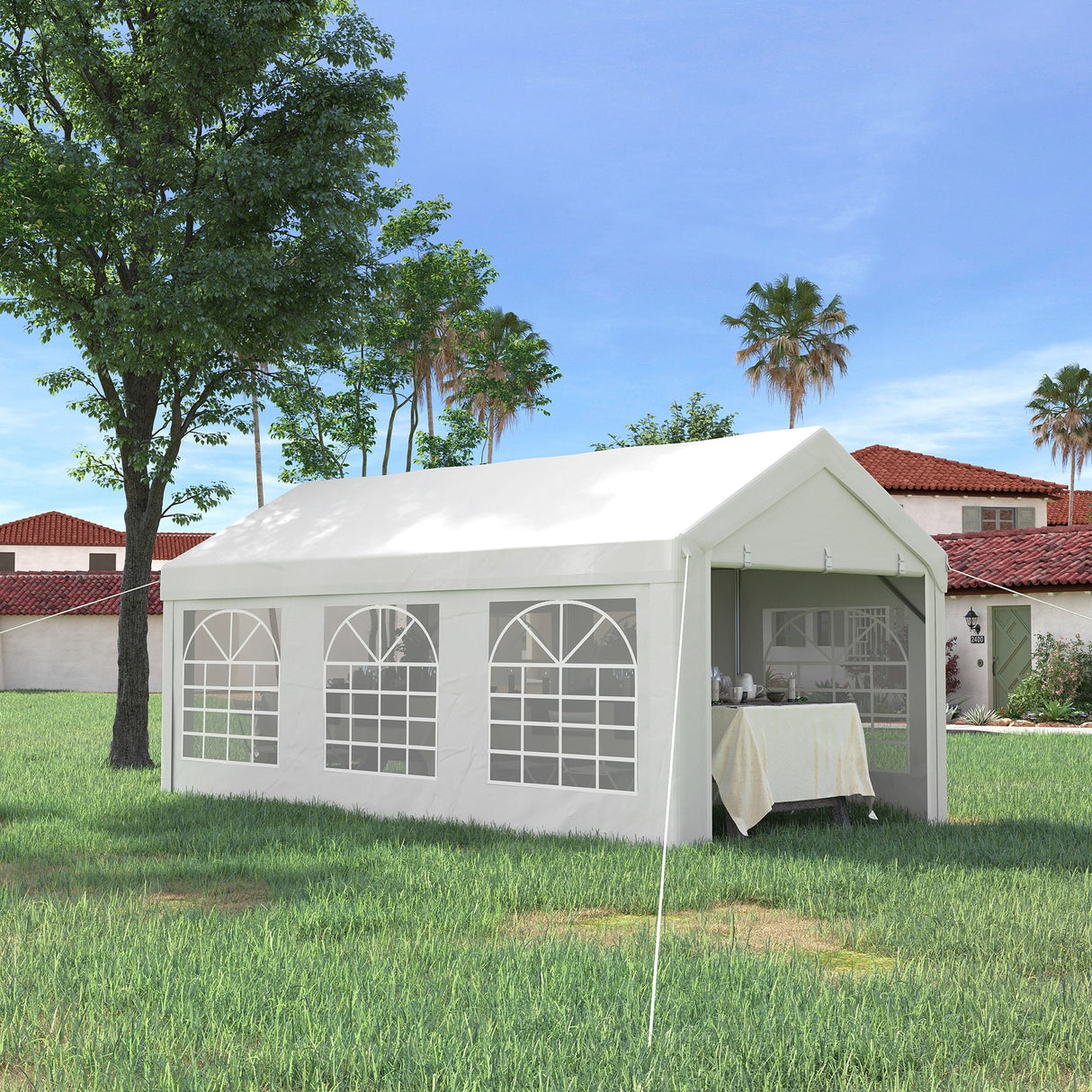 Outsunny 20' x 10' Party Tent & Carport, Large Outdoor Canopy Tent Portable Garage with Removable Sidewalls and Windows
