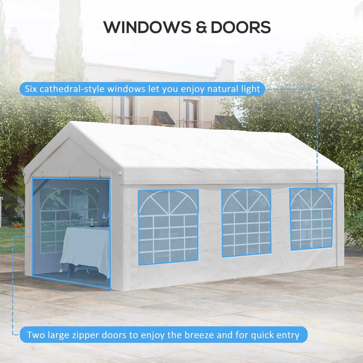 Outsunny 20' x 10' Party Tent & Carport, Large Outdoor Canopy Tent Portable Garage with Removable Sidewalls and Windows