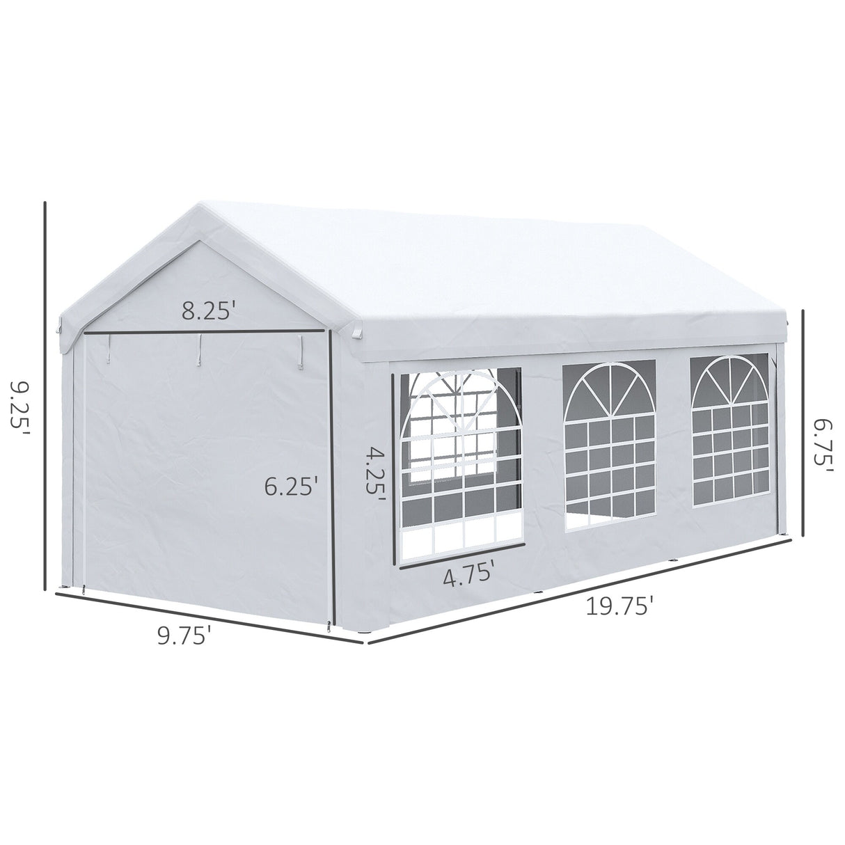 Outsunny 20' x 10' Party Tent & Carport, Large Outdoor Canopy Tent Portable Garage with Removable Sidewalls and Windows