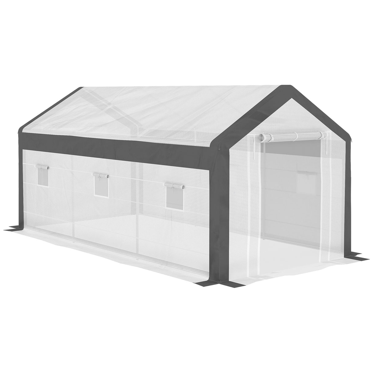 Outsunny 20' x 10' x 9' Walk-In Greenhouse, Outdoor Gardening Canopy with 6 Roll-up Windows