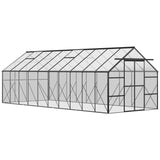 Outsunny 20' x 8' Aluminum Greenhouse Polycarbonate Walk-in Garden Greenhouse Kit with Adjustable Roof Vent