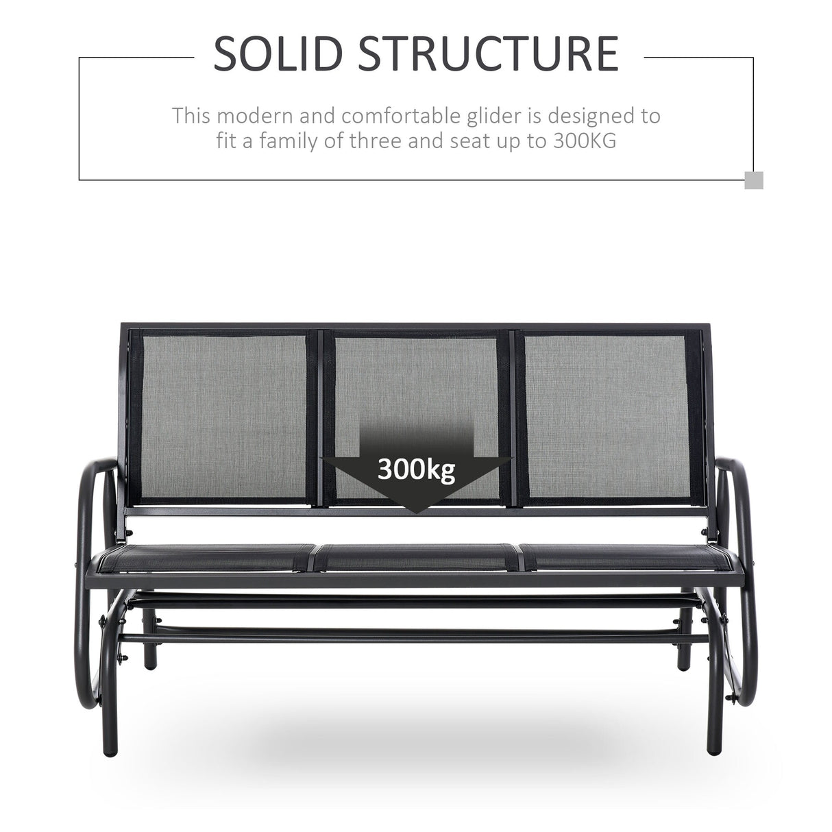 Outsunny 3-Person Patio Glider Bench, Outdoor Porch Glider Swing with 3 Seats, Breathable Mesh Fabric, Metal Frame, Cream White