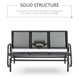 Outsunny 3-Person Patio Glider Bench, Outdoor Porch Glider Swing with 3 Seats, Breathable Mesh Fabric, Metal Frame, Cream White