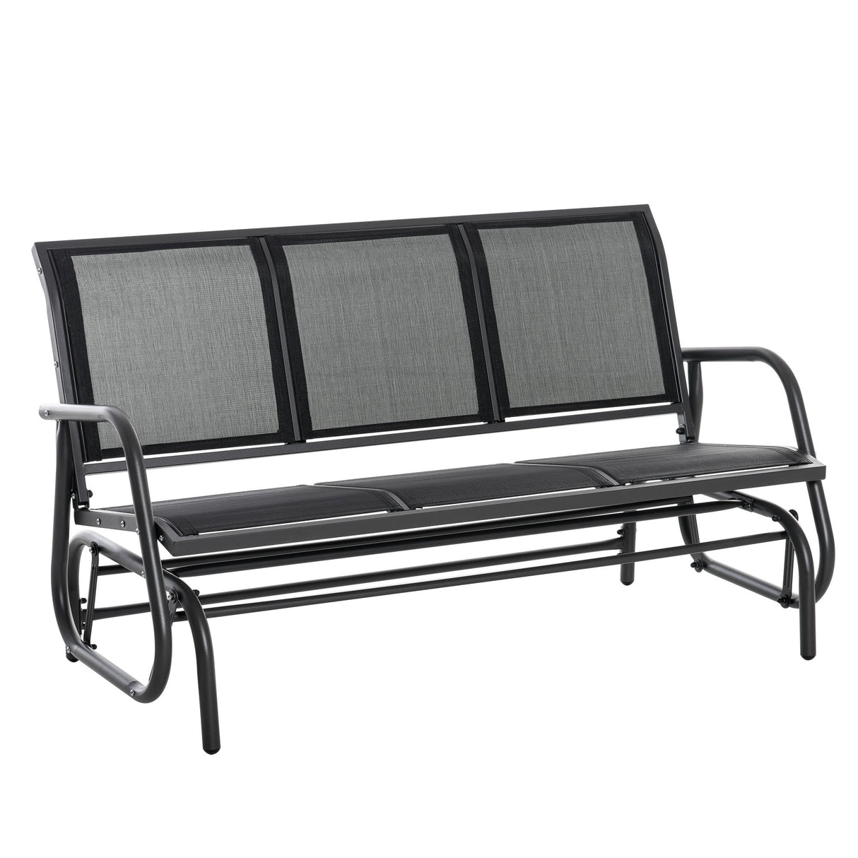 Outsunny 3-Person Patio Glider Bench, Outdoor Porch Glider Swing with 3 Seats, Breathable Mesh Fabric, Metal Frame, Cream White