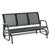 Outsunny 3-Person Patio Glider Bench, Outdoor Porch Glider Swing with 3 Seats, Breathable Mesh Fabric, Metal Frame, Cream White