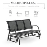 Outsunny 3-Person Patio Glider Bench, Outdoor Porch Glider Swing with 3 Seats, Breathable Mesh Fabric, Metal Frame, Cream White