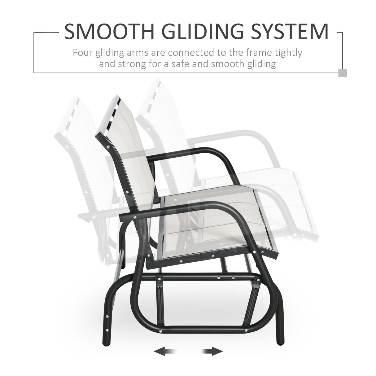 Outsunny 3-Person Patio Glider Bench, Outdoor Porch Glider Swing with 3 Seats, Breathable Mesh Fabric, Metal Frame, Cream White