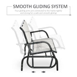 Outsunny 3-Person Patio Glider Bench, Outdoor Porch Glider Swing with 3 Seats, Breathable Mesh Fabric, Metal Frame, Cream White