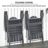 Outsunny 3 Piece Adirondack Chair Set with Side Table, All Weather Foldable Adirondack Chair, Plastic Lounger Fire Pit Seating