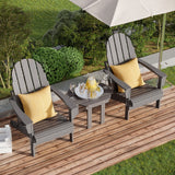 Outsunny 3 Piece Adirondack Chair Set with Side Table, All Weather Foldable Adirondack Chair, Plastic Lounger Fire Pit Seating