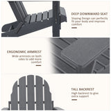 Outsunny 3 Piece Adirondack Chair Set with Side Table, All Weather Foldable Adirondack Chair, Plastic Lounger Fire Pit Seating