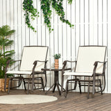 Outsunny 3 Piece Outdoor Glider Chair with Coffee Table Bistro Set, 2 Patio Rocking Swing Chairs with Breathable Sling Fabric