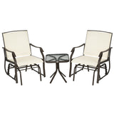 Outsunny 3 Piece Outdoor Glider Chair with Coffee Table Bistro Set, 2 Patio Rocking Swing Chairs with Breathable Sling Fabric