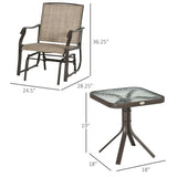 Outsunny 3 Piece Outdoor Glider Chair with Coffee Table Bistro Set, 2 Patio Rocking Swing Chairs with Breathable Sling Fabric