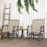 Outsunny 3 Piece Outdoor Glider Chair with Coffee Table Bistro Set, 2 Patio Rocking Swing Chairs with Breathable Sling Fabric